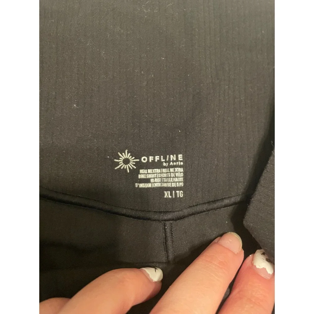 Offline by Aerie Real Me Xtra Bike Shorts Black High Rise Ribbed XL